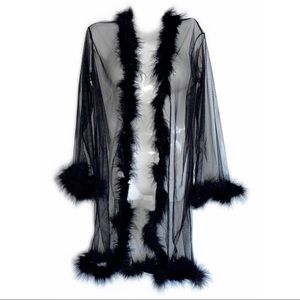 Black Short Mesh Fur Robe